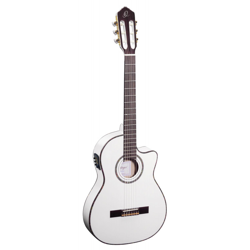 Ortega RCE145 - Guitare électro-classique - Blanc brillant (+housse)
