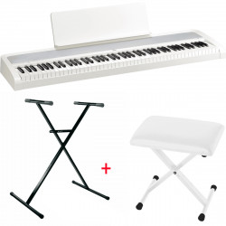 Pack Korg B2 blanc  - Piano numérique 88 notes + Stand en X + banquette