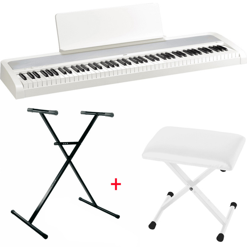 Pack Korg B2 blanc - Piano numérique 88 touches + Stand en X + banquette