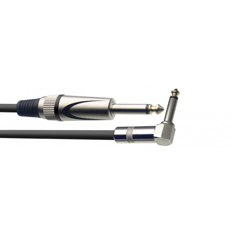 Stagg SGC3PL DL - Câble instrument, jack/jack (m/m, droit/coudé), 3 m  série S