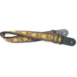 STAGG SWO COT JIM YLW - Courroie guitare nylon tissé  motif Jimi jaune