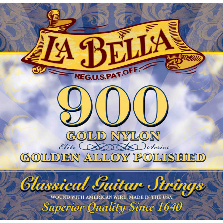 Labella 900 - Jeu de cordes guitare classique Elite 900 Gold Nylon - Tension médium