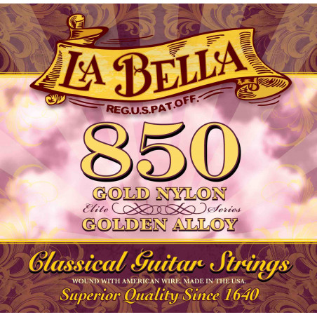 Labella 850 - Jeu de cordes guitare classique Elite 850 Gold Nylon - Tension médium