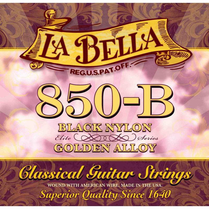 Labella 850B - Jeu de cordes guitare classique Elite 850B Black Nylon - Tension médium