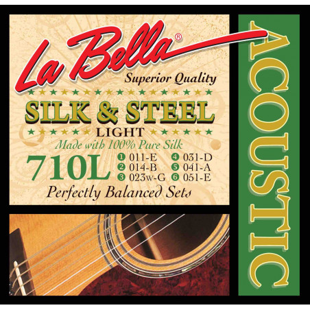 Labella 710L - Jeu de cordes guitare acoustique Silk&Steel - Light 11-51