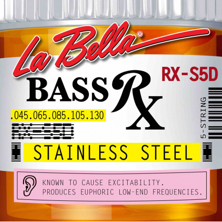 Labella RX-S5D - Jeu de 5 cordes basse électrique RX Stainless Steel - 45-130
