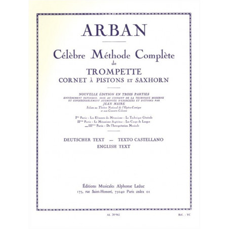 Célèbre Méthode Complète de Trompette - Volume 3 - Arban
