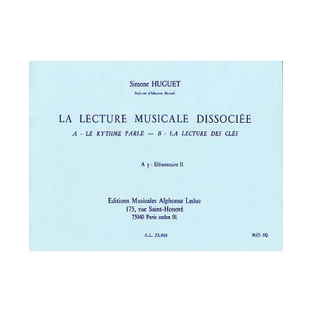 Lecture Musicale Dissociee A-Le Rythme Parle A3 - Simone Huguet
