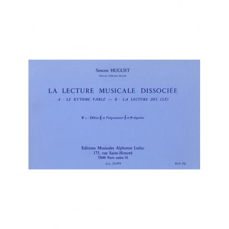Lecture Musicale Dissociee B-Lect Cles B1 - Simone Huguet