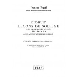 18 Lecons Solfege 3 Cles Non Melangees Sol - Jeanine Rueff – sans accompagnement