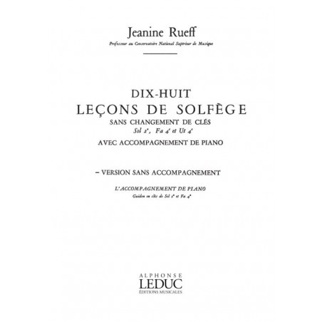 18 Lecons Solfege 3 Cles Non Melangees Sol - Jeanine Rueff – sans accompagnement