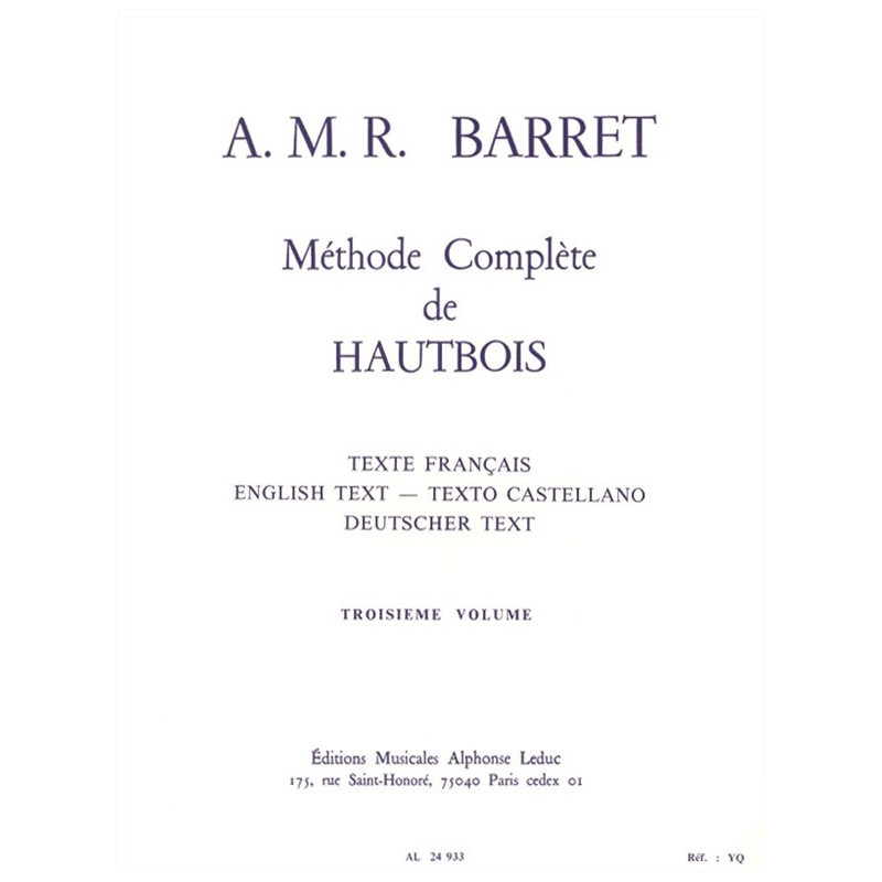Méthode Complète de Hautbois (Volume 3) - Apollon-Marie-Rose Barret