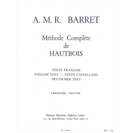 Méthode Complète de Hautbois (Volume 3) - Apollon-Marie-Rose Barret