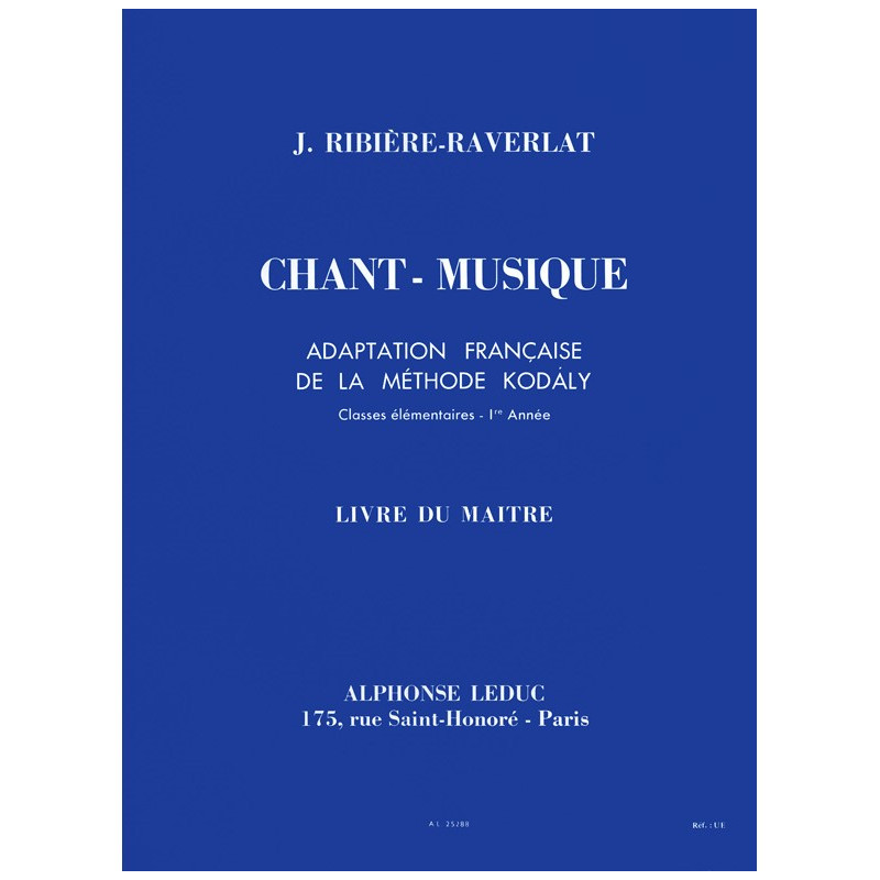 Chant-Musique Elem. 1 Annee Livre Du Maitre Vol. 1 - Ribiere-Raverlat