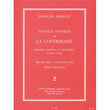 Nouvelle Technique de la Contrebasse, Cahier 2 - François Rabbath