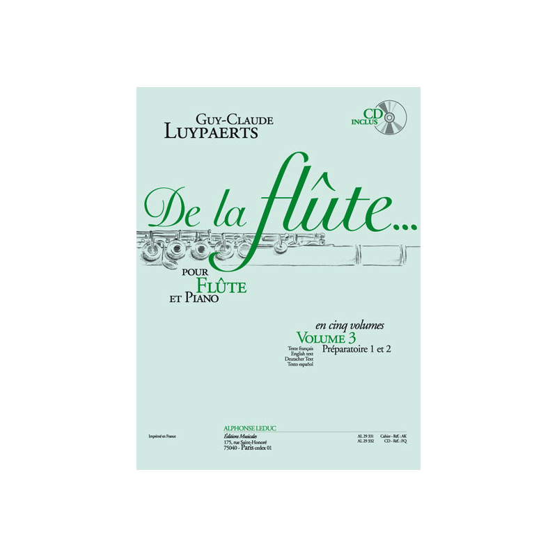 De la Flûte... Vol. 3 - Guy-Claude Luypaerts (+ audio)