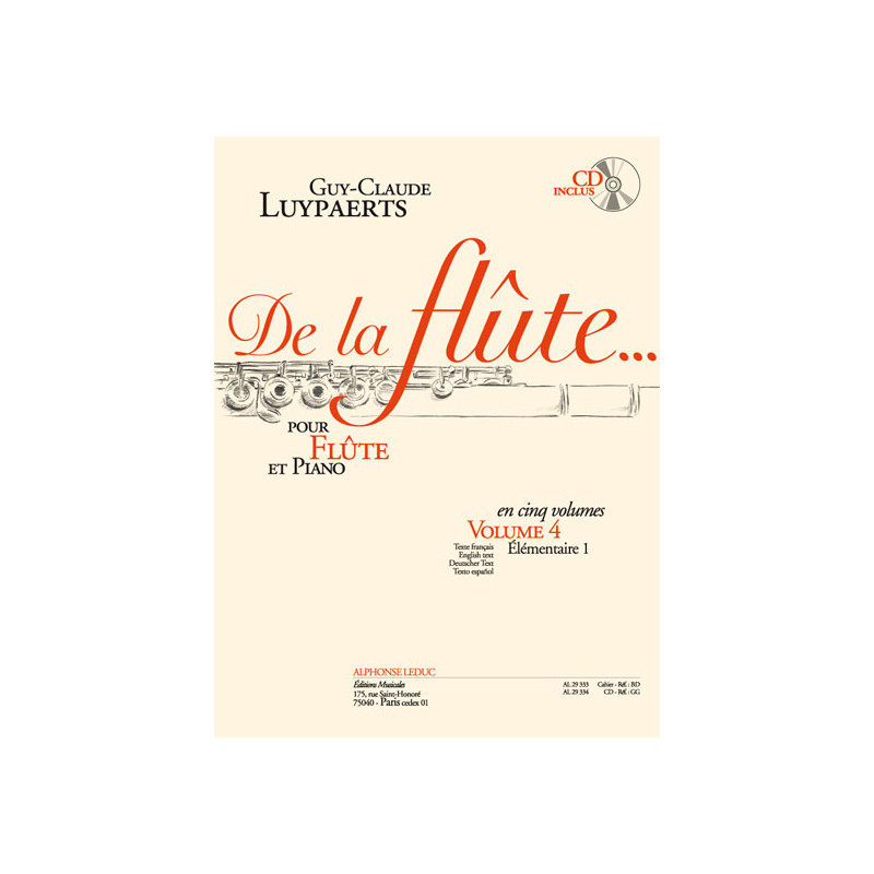 De la Flûte... Vol.4 - Guy-Claude Luypaerts (+ audio)