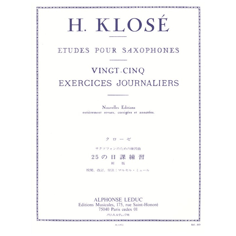 25 Exercises Journaliers - Hyacinthe-Eléonore Klosé - Saxophone