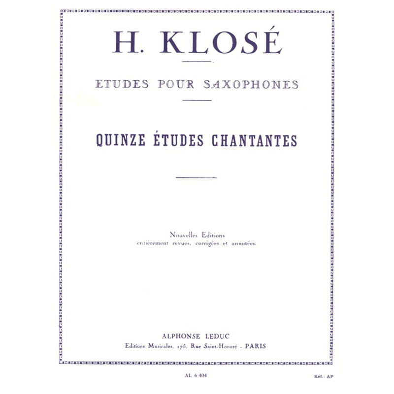 15 Etudes Chantantes - Hyacinthe-Eléonore Klosé - Saxophone