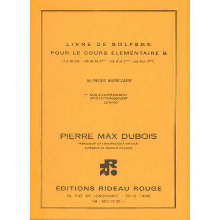 Livre de Solfège : Cours élémentaire B - Pierre-Max Dubois