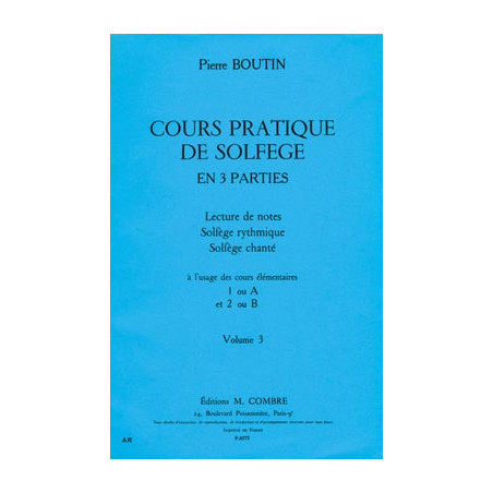 Cours pratique de solfège Vol.3 - Pierre Boutin