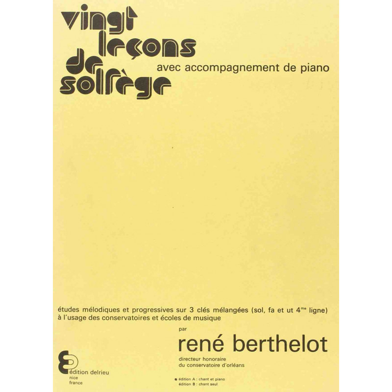 Leçons de solfège Vol.A avec accompagnement - René Berthelot