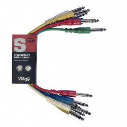 Stagg SPC030 E - Câble de patch mono, 6 x jack/jack (m/m), 30 cm, plastique moulé
