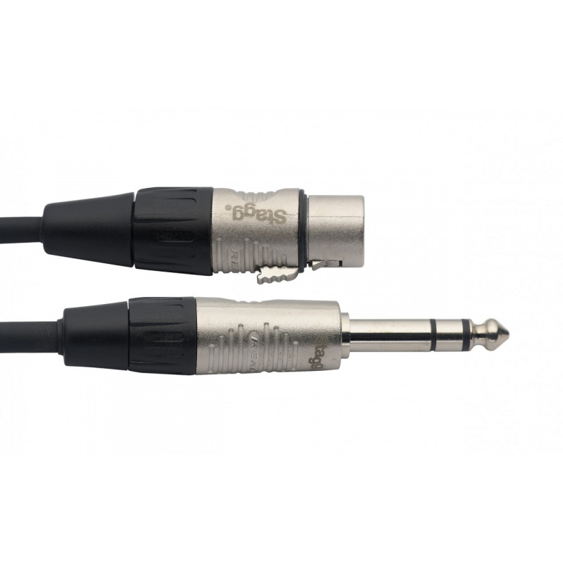 Stagg NAC3PSXFR - Câble audio 3m - XLR f / jack stéréo, série