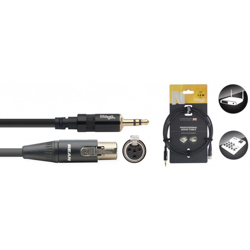 Stagg NAC1.5MPSMX4FR - Câble audio, série N - mini jack stéréo M/ mini XLR F (4 broches)