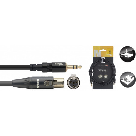 Stagg NAC3MPSMX4FR - Câble audio, série N - mini jack stéréo M/ mini XLR F (4 broches)