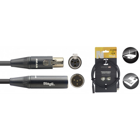 Stagg NAC1.5MX4FMX4MR - Câble audio, série N - mini XLR M / mini XLR F (4 broches)