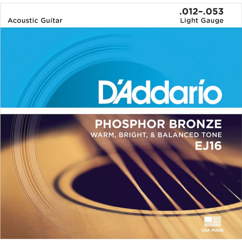 D'Addario EJ16-B25 Light 25 jeux - phosphore bronze - jeu guitare acoustique