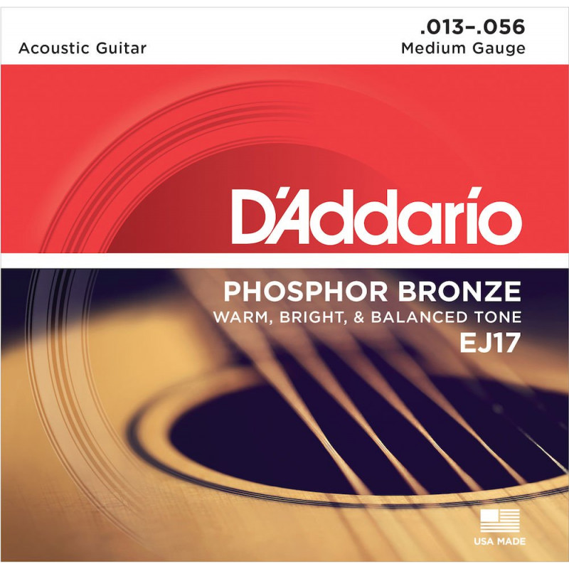 D'Addario EJ17-B25 Medium 13-56 25 jeux - phosphore bronze - jeu guitare acoustique