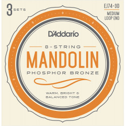 D'Addario J74, Medium, 11-40 - phosphore bronze – 3 jeux de cordes mandoline