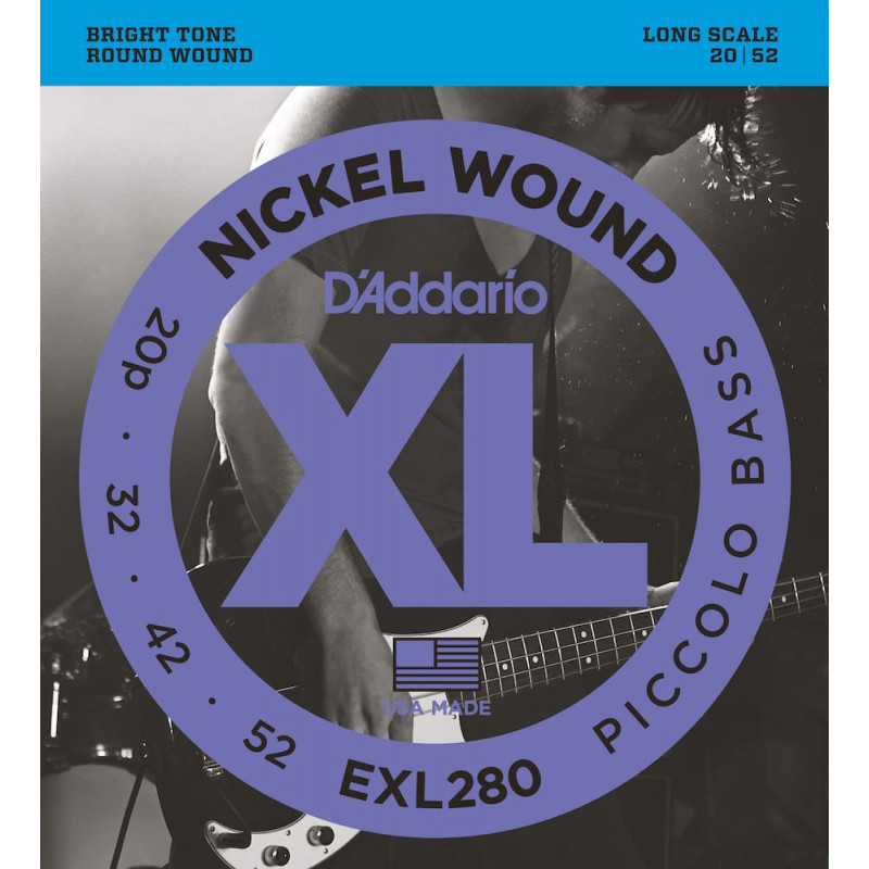 D'Addario EXL280, 20-52, cordes longues - jeu guitare basse Piccolo
