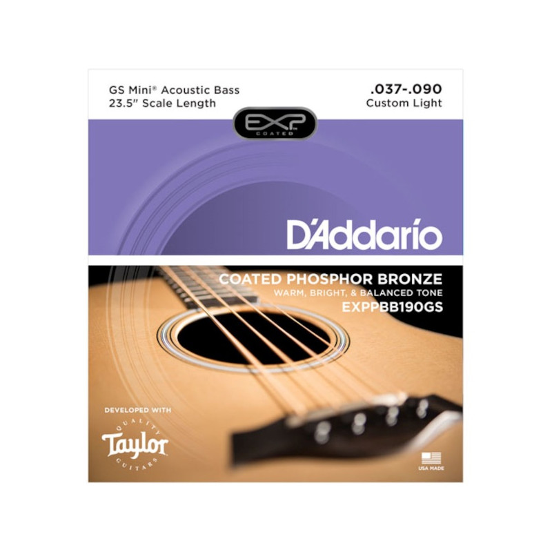 D'Addario EXPPBB190GS bronze phosphoreux, Taylor GS Mini, 37-90 - jeu de cordes basse acoustique