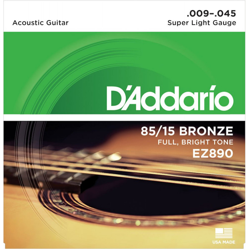 D'Addario EZ890, 85/15, Super Light, 9-45 - jeu guitare acoustique