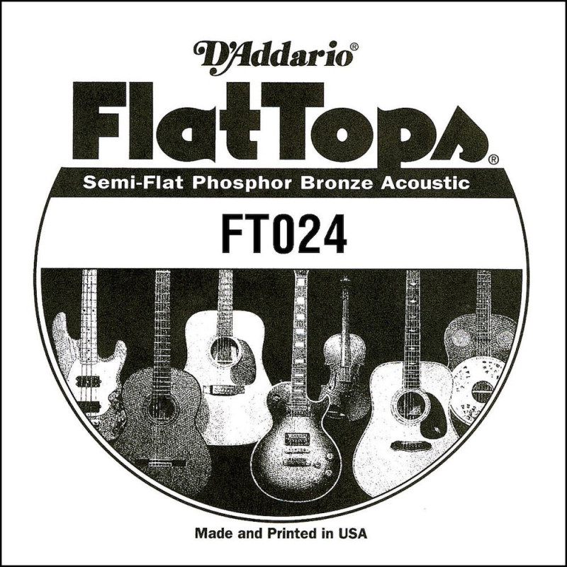 D'Addario FT024, .024 - Corde au détail phosphore bronze – filet demi-plat – guitare acoustique