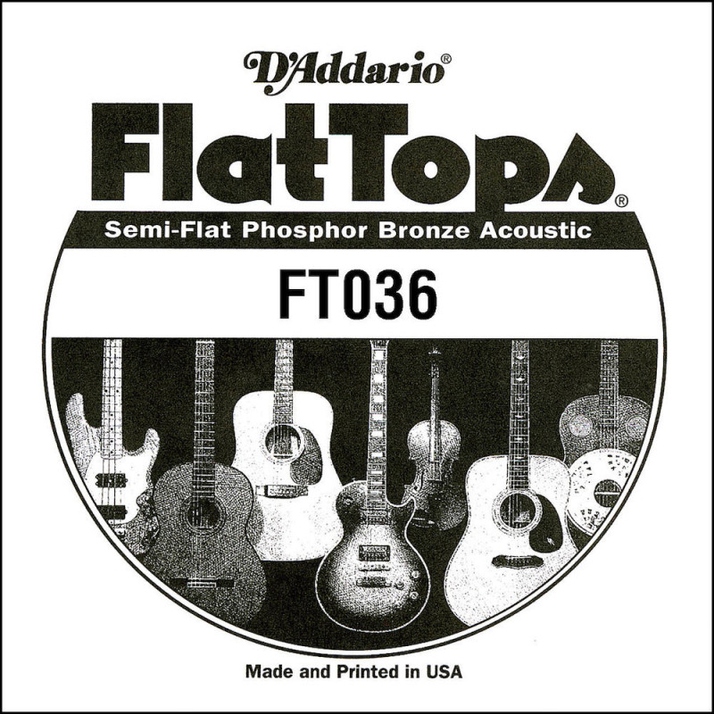 D'Addario FT036, .036 - Corde au détail phosphore bronze – filet demi-plat – guitare acoustique