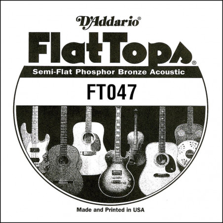 D'Addario FT047, .047 - Corde au détail phosphore bronze – filet demi-plat – guitare acoustique