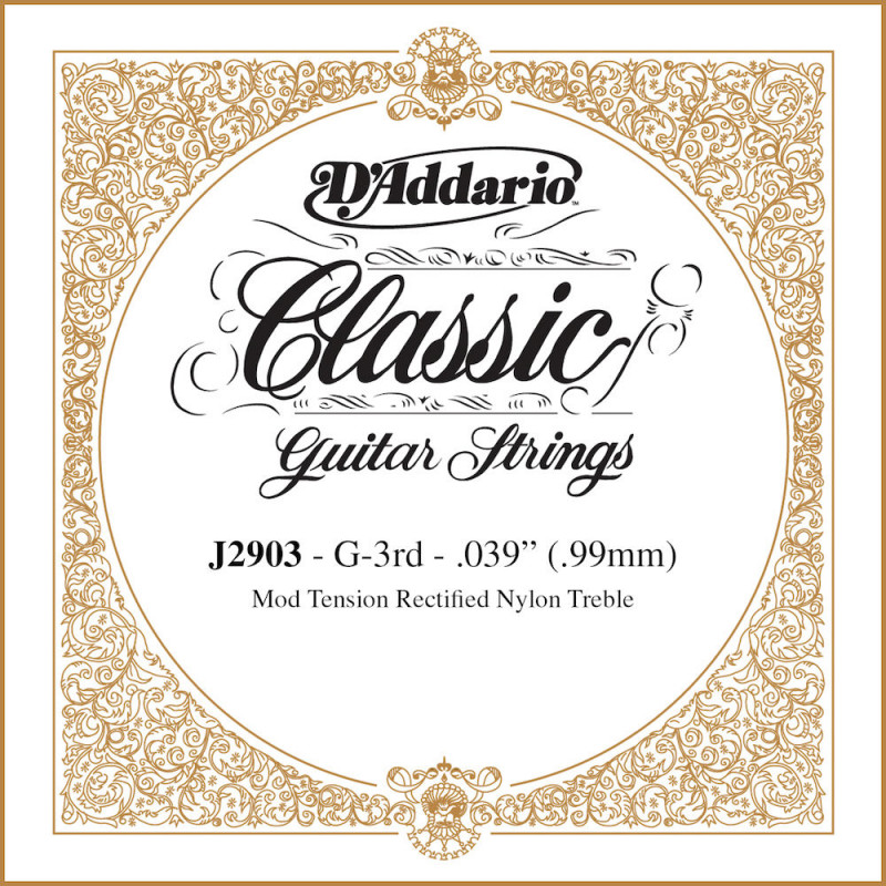 D'Addario J2903 Classics, Moderate, troisième corde - Corde au détail guitare classique rectifiée