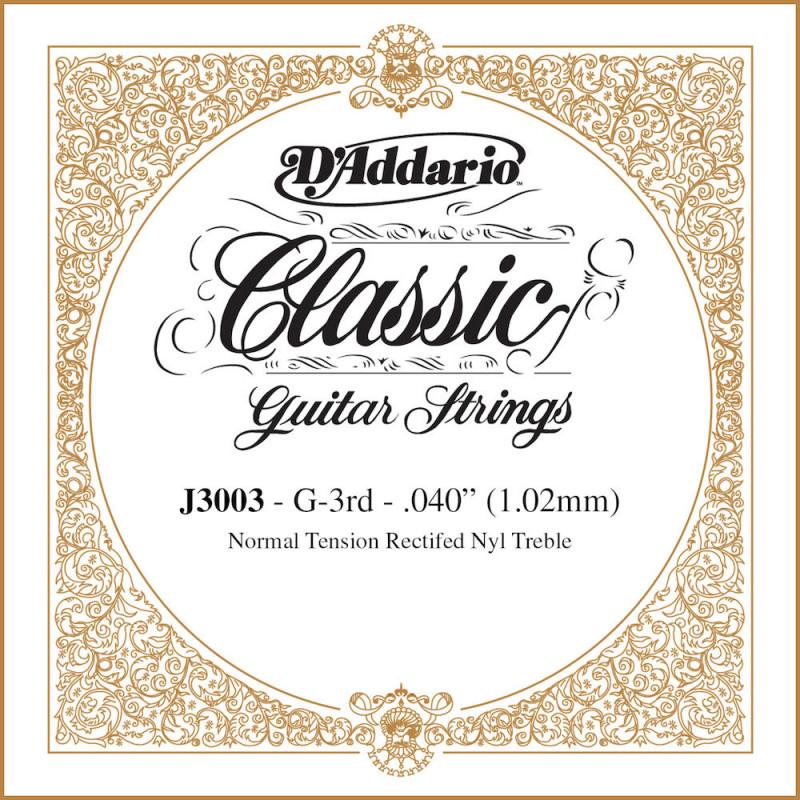 D'Addario J3003, Normal, troisième corde - Corde au détail guitare classique rectifiée