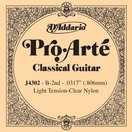 D'Addario Pro-Arte J4302, Light, deuxième corde - Corde au détail nylon guitare classique
