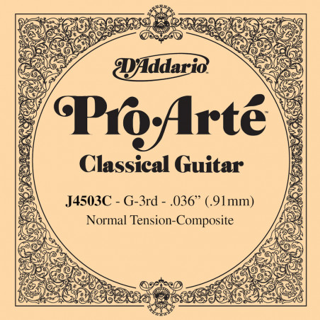 D'Addario Pro-Arte J4503C, Normal, troisième corde - Corde au détail composite - guitare classique