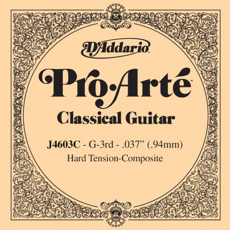 D'Addario Pro-Arte J4603C, Hard, troisième corde - Corde au détail nylon guitare classique