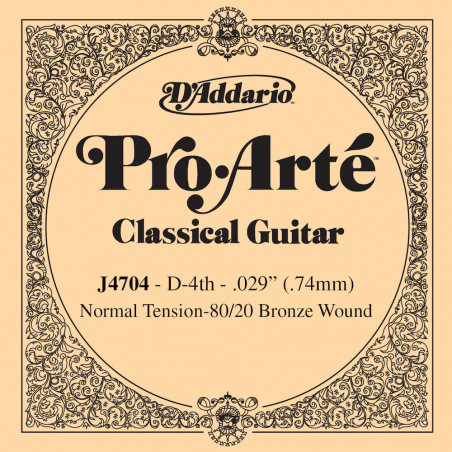 D'Addario Pro-Arte J4704, Normal, quatrième corde - Corde au détail bronze 80/20 et nylon guitare classique