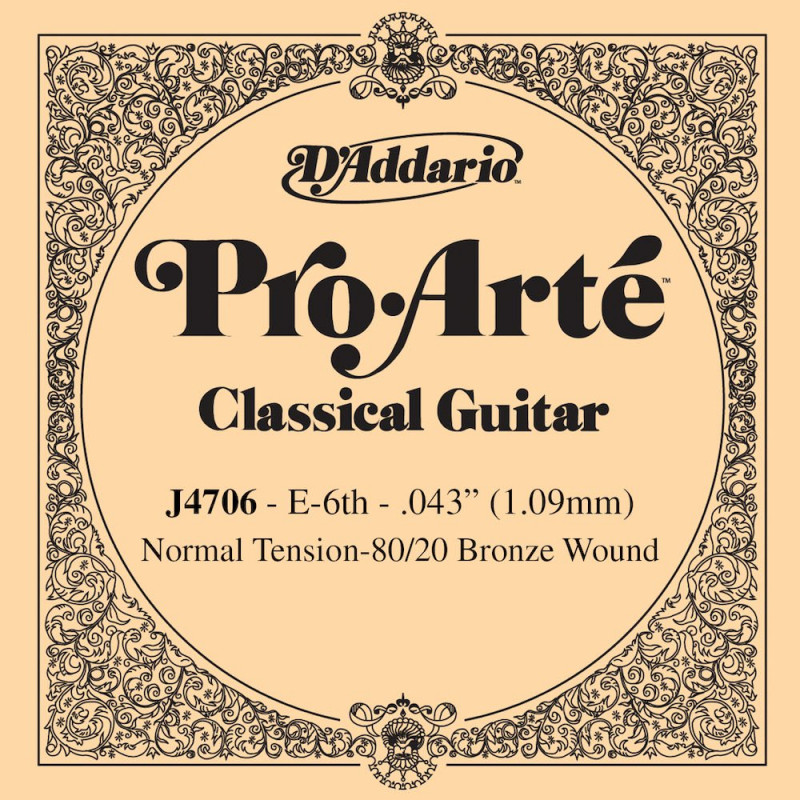 D'Addario Pro-Arte J4706, Normal, sixième corde - Corde au détail bronze 80/20 et nylon guitare classique