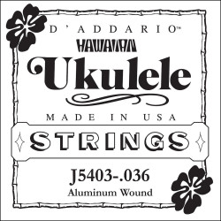 D'Addario J5403, filet aluminium, .036 – corde au détail – 3e corde ukulélé ténor