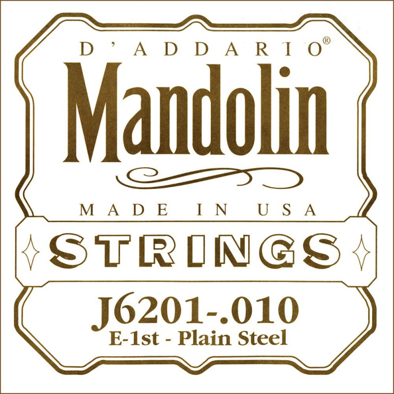 D'Addario J6201, .010 - Corde au détail acier pur – Mandoline