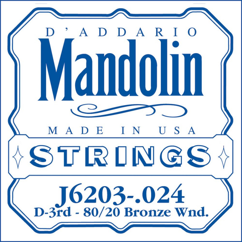 D'Addario J6203, .024 - Corde au détail bronze 80/20 - mandoline